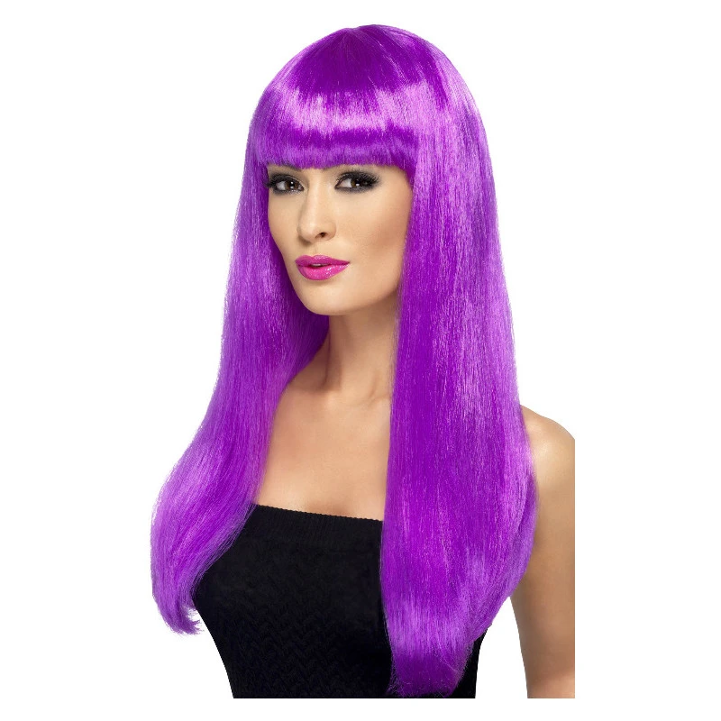 Perruque Bimbo Délicieuse, Violet, Cheveux Longs, Lisses Avec Frange 3 Perruque Bimbo Délicieuse, Violet, Cheveux Longs, Lisses Avec Frange