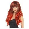 Perruque De Sirène, Rouge Et Noire, Cheveux Longs, Bouclés Avec Frange -Perruque Soldes perruque de sirene rouge et noire cheveux longs boucles avec frange