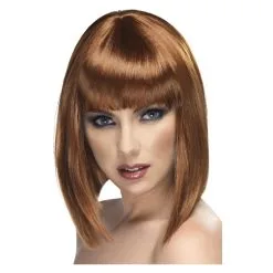 Perruque Glam, Brune, Cheveux Courts, Dégradés Avec Frange