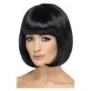 Perruque Partyrama, 12 Pouces, Noire, Bob Court Avec Frange