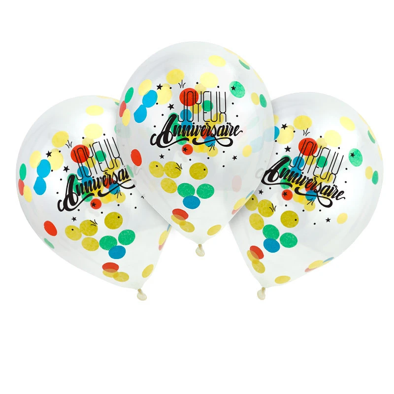 3 Ballons JOYEUX ANNIVERSAIRE Confettis Papier Multicolores 3 3 Ballons JOYEUX ANNIVERSAIRE Confettis Papier Multicolores