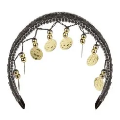 Set Belly Dance Noir (bandeau, Bracelets Et Ceinture) -Perruque Soldes set belly dance noir bandeau bracelets et ceinture 2