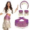 Set Belly Dance Pourpre (bandeau, Bracel Ets Et Ceinture)