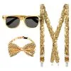 Set D'accessoires Or (lunettes Party. Noeud Papillon Et Bretelles)