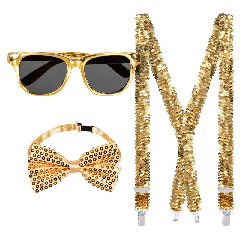 Set D'accessoires Or (lunettes Party. Noeud Papillon Et Bretelles) 3 Set D'accessoires Or (lunettes Party. Noeud Papillon Et Bretelles)