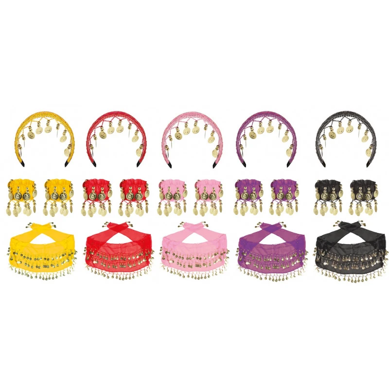 Set Gypsy Bandeau, Bracelets Et Ceinture 5 Couleurs Ass. 4 Set Gypsy Bandeau, Bracelets Et Ceinture 5 Couleurs Ass. – Image 2