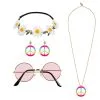 Set Hippie De Luxe (bandeau. Lunettes Party. Pendants D'oreille Et Collier) -Perruque Soldes set hippie de luxe bandeau lunettes party pendants d oreille et collier