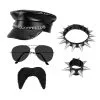 Set Rocker Casquette, Lunettes Party, Collier, Bracelet Et Moustache -Perruque Soldes set rocker casquette lunettes party c ollier bracelet et moustache
